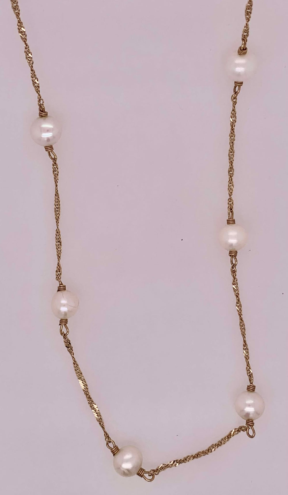 14K Station Pearl Necklace