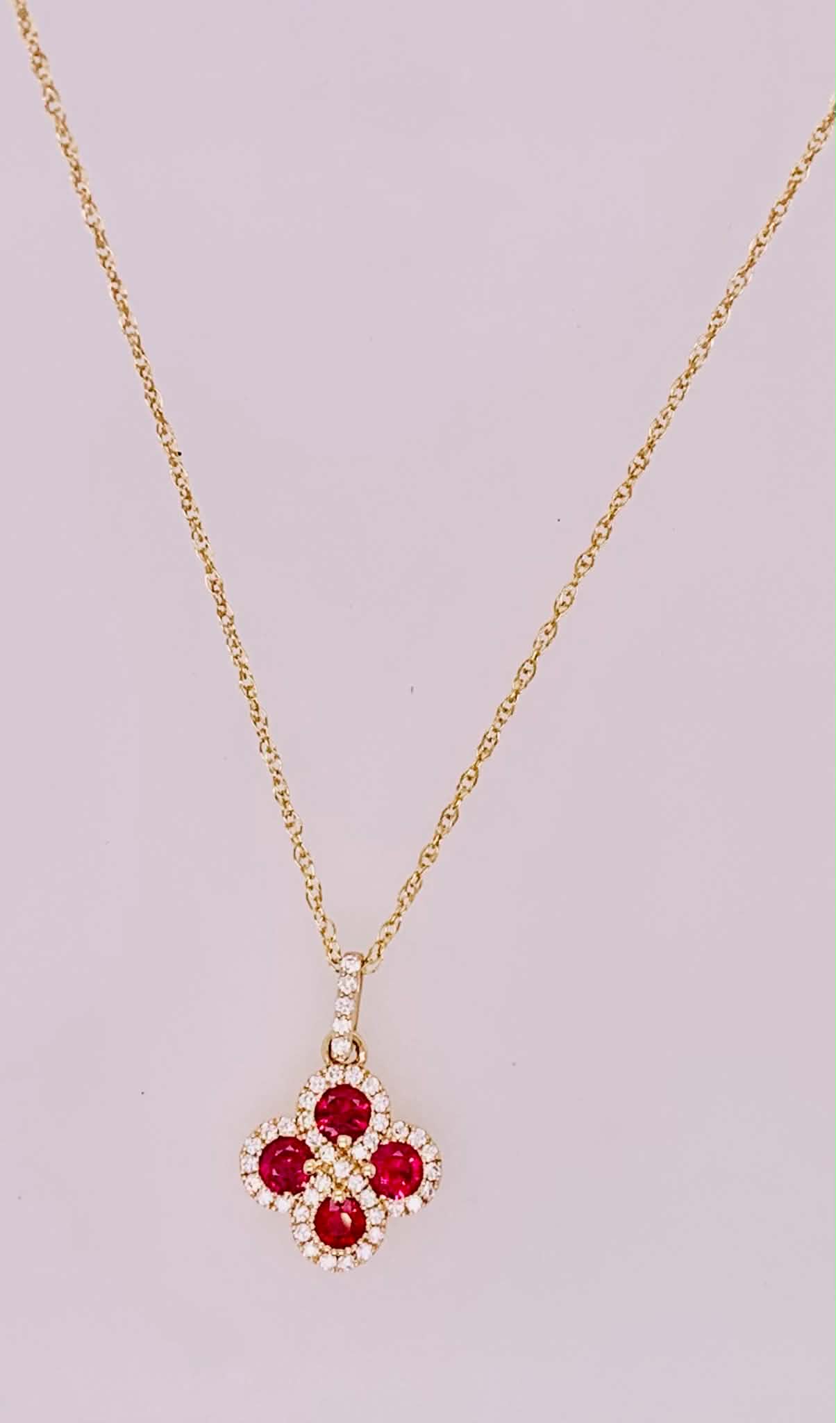 14K Ruby & Diamond Pendant