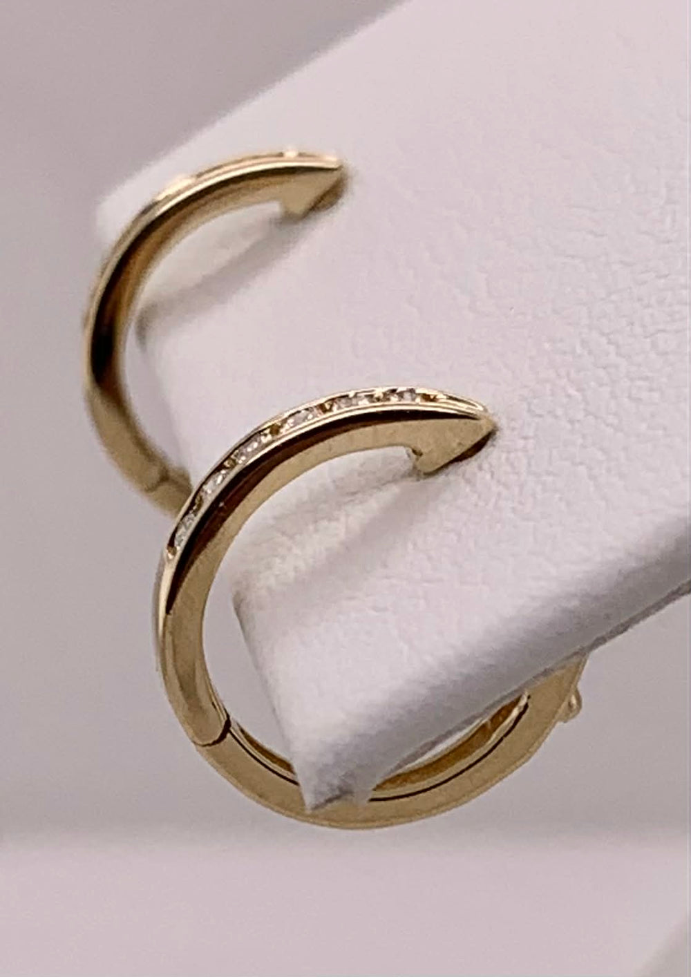 14K Diamond Huggie Hoop Earrings