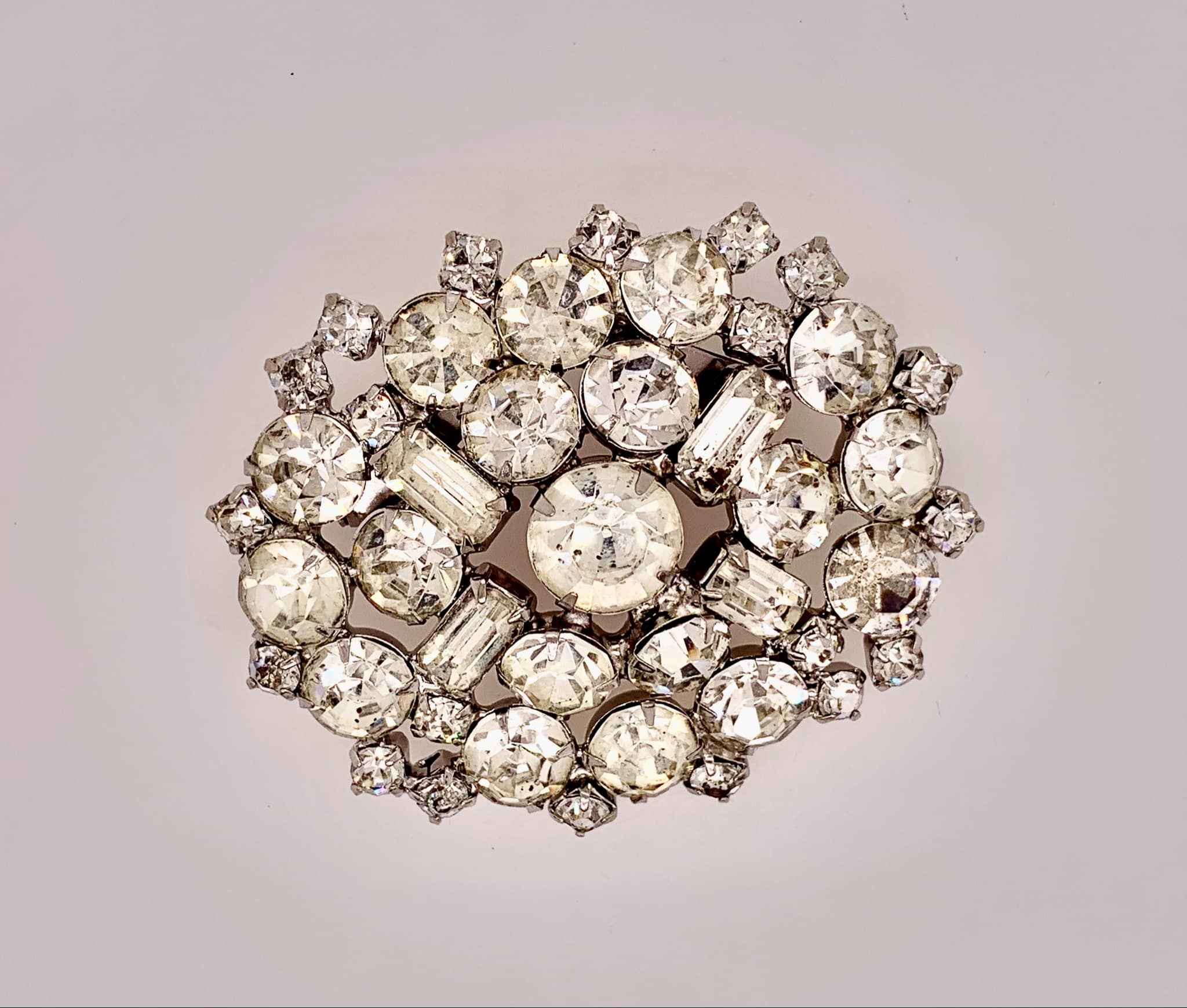Estate Fashion Clear Rhinestone Brooch