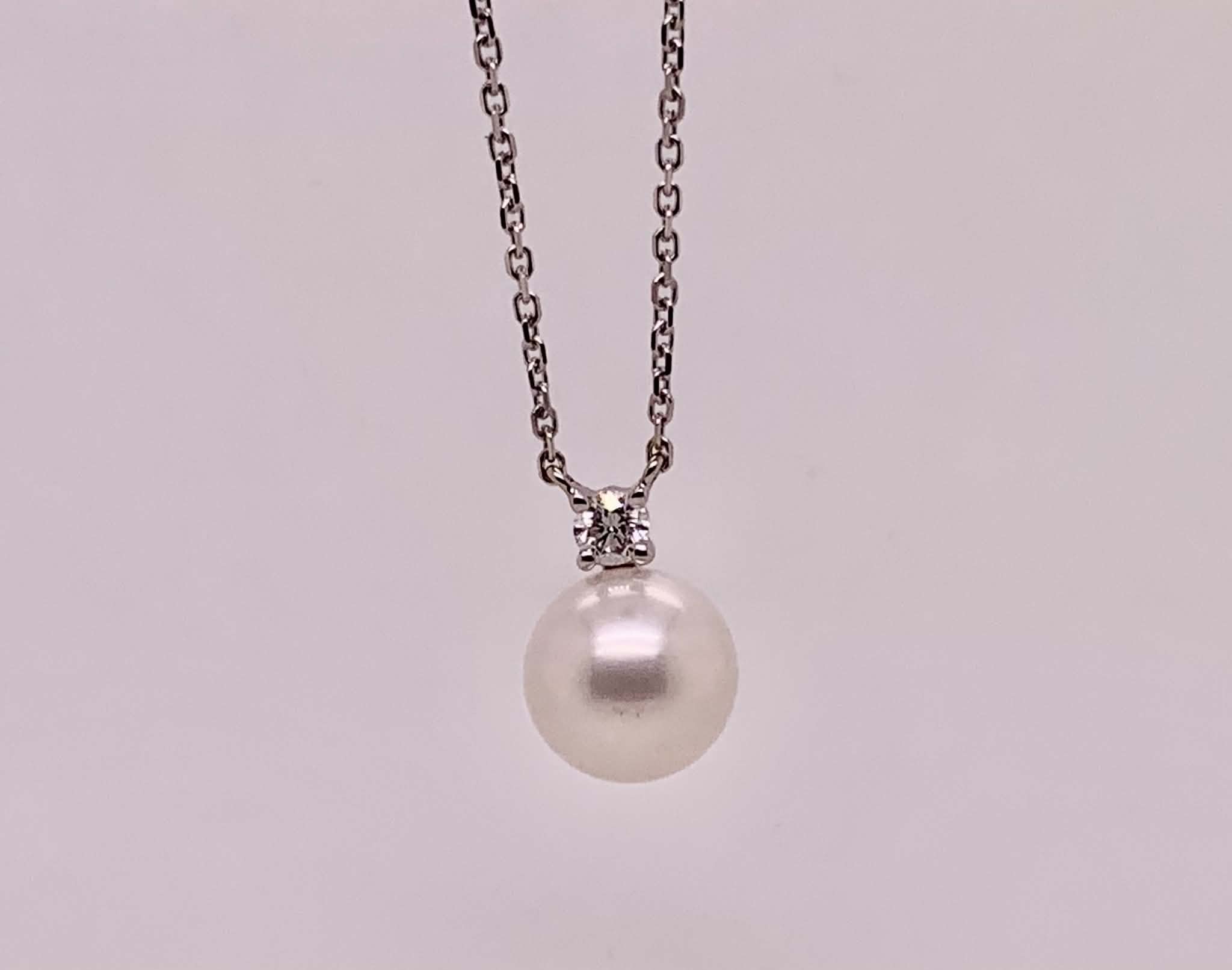 14K Pearl & Diamond Necklace