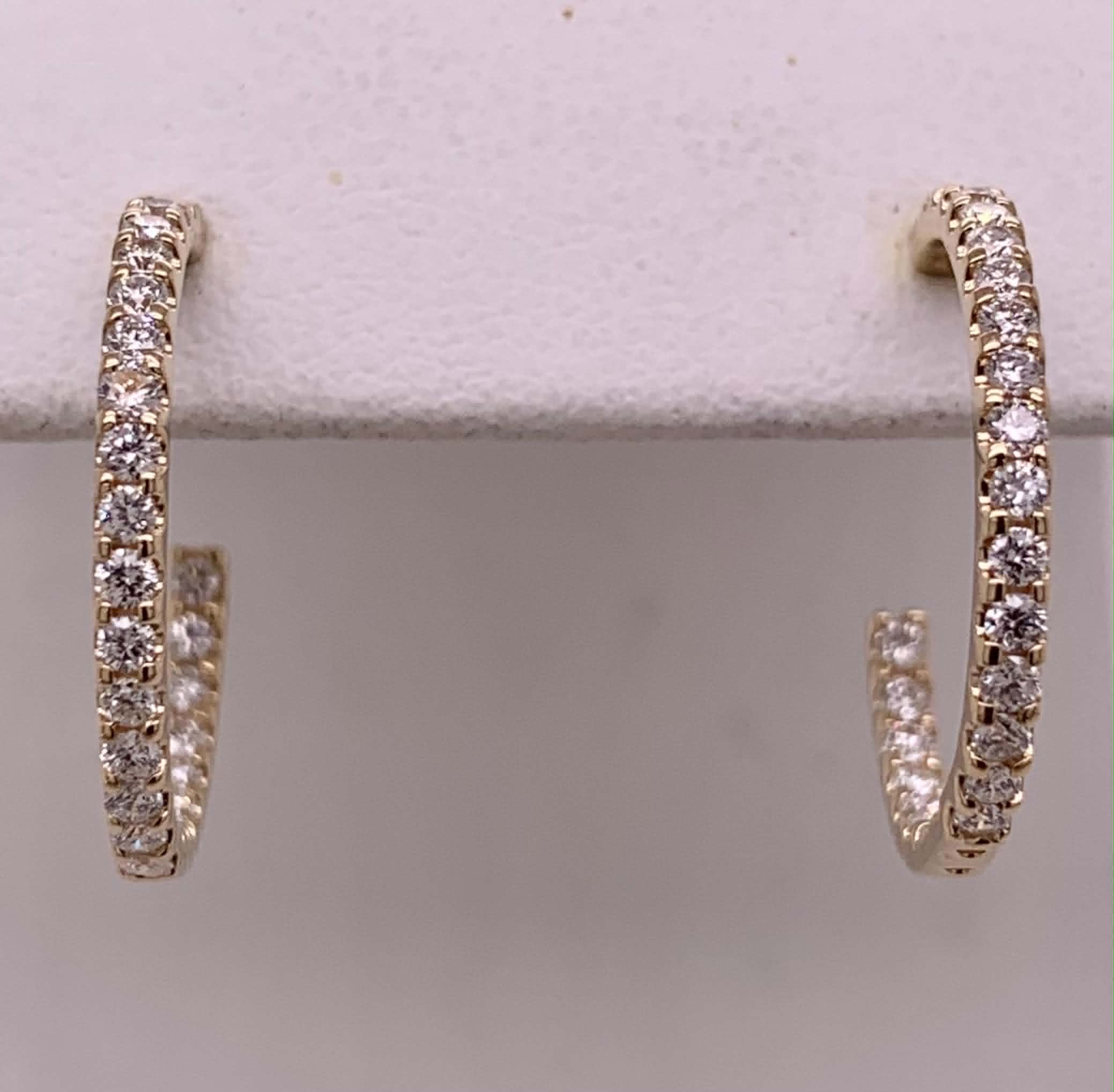 14K Gold Diamond Hoop Earrings