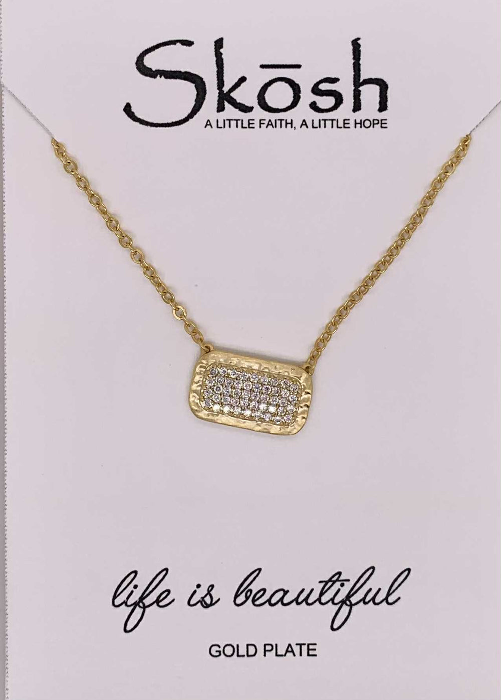 Skosh Wide Bar Pave' CZ Necklace