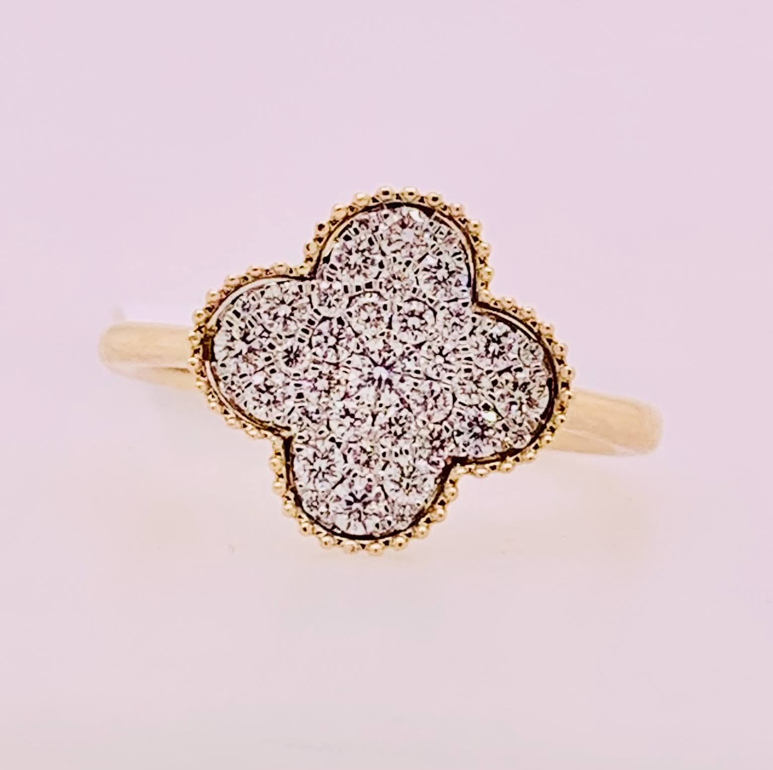 14K Diamond Clover Ring