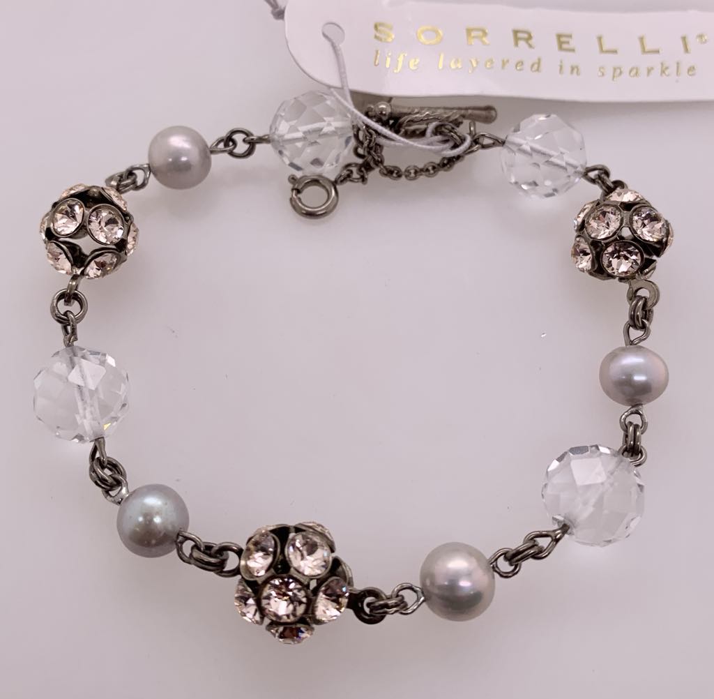Sorrelli Delicate Bead & Crystal Line Tennis Bracelet
