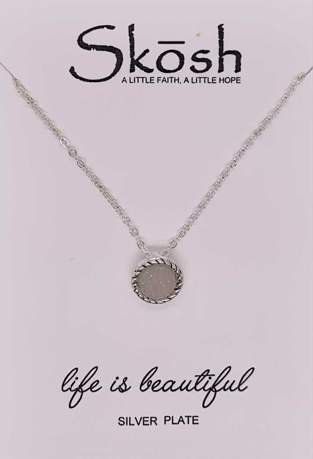 Skosh White Opal Druzy Necklace