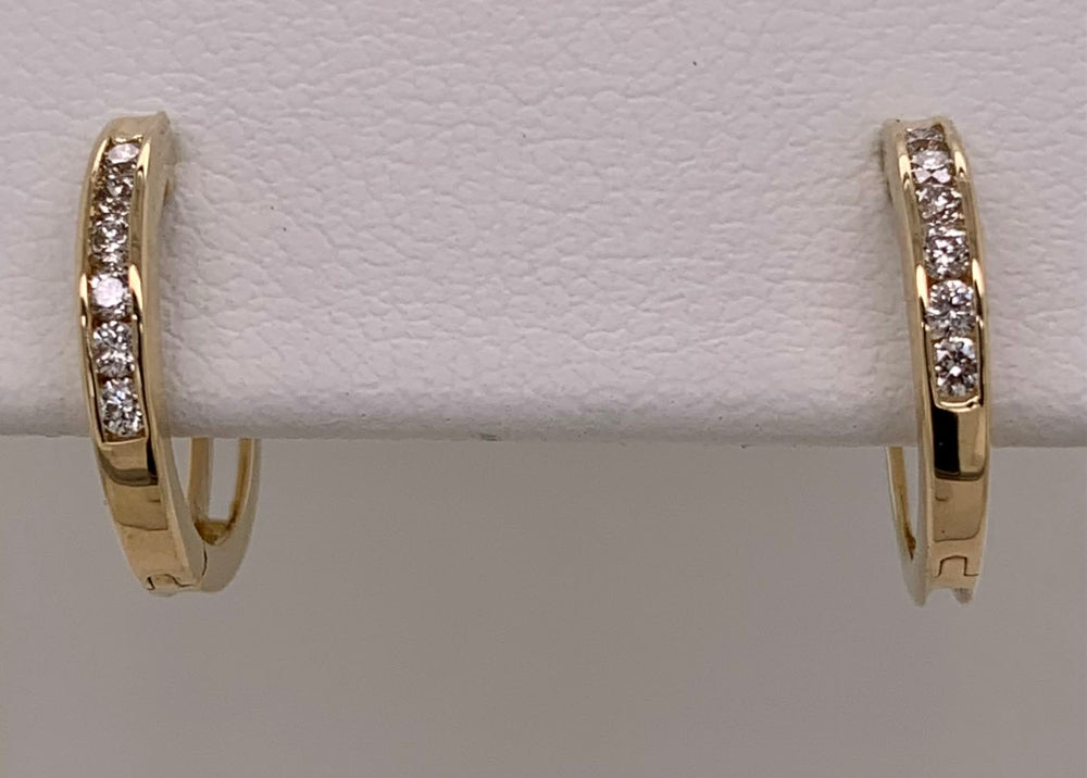14K Diamond Huggie Hoop Earrings