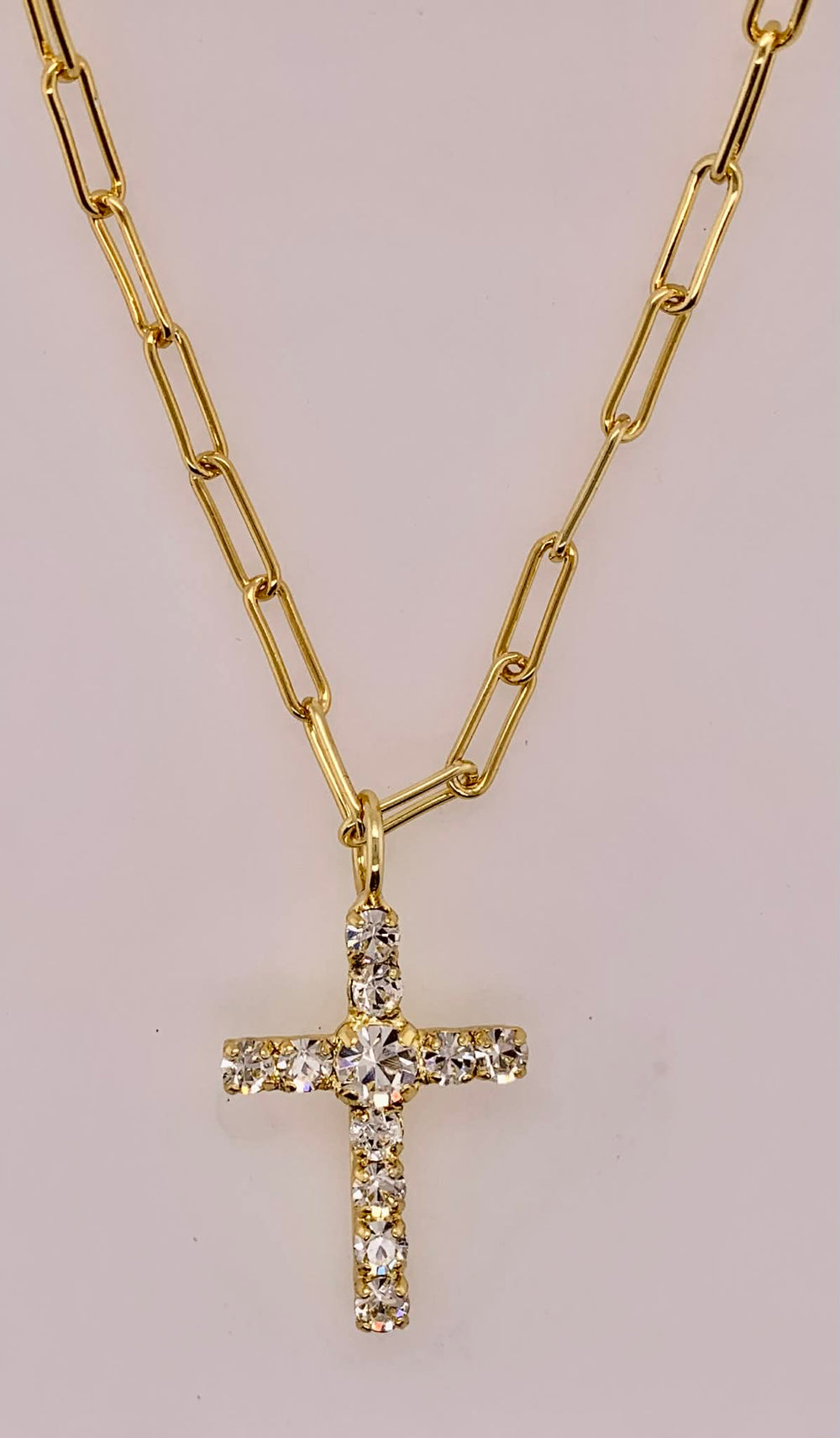 Cross Paperclip Pendant Necklace