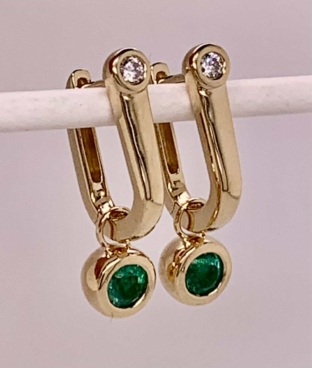 14K Diamond and Emerald Earrings