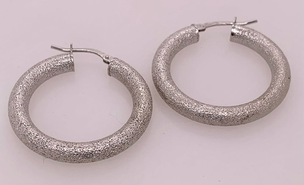 Sterling Silver Textured Hoop Earrings