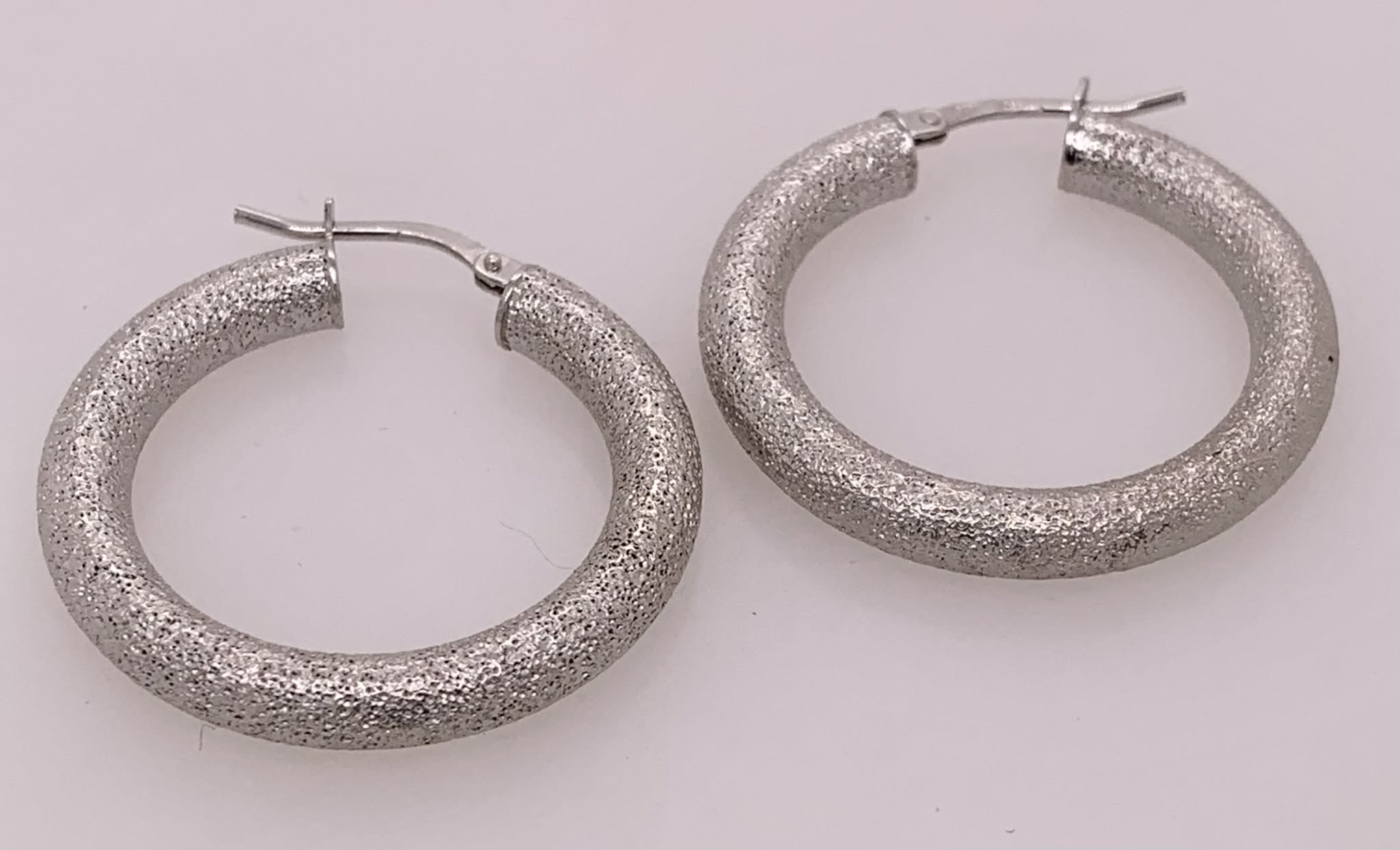 Sterling Silver Textured Hoop Earrings
