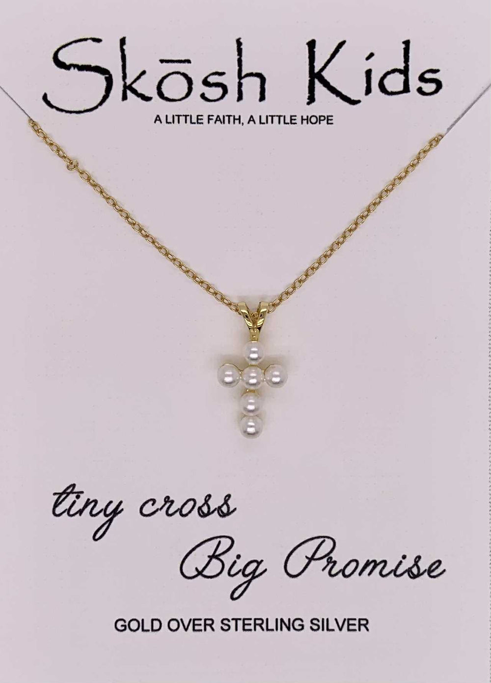 Skosh Kids Small Pearl Cross Necklace