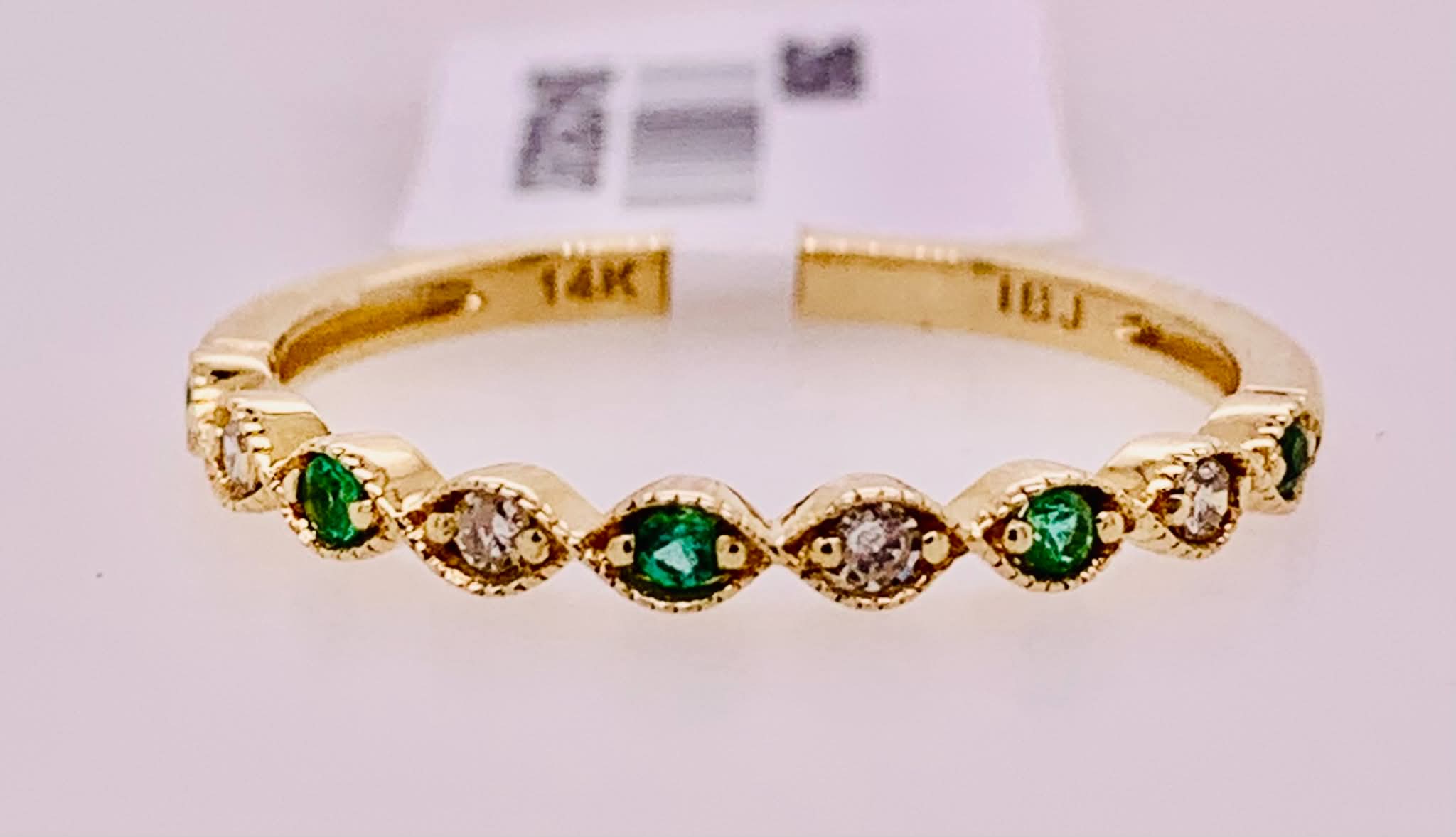 14K Emerald & Diamond Ring