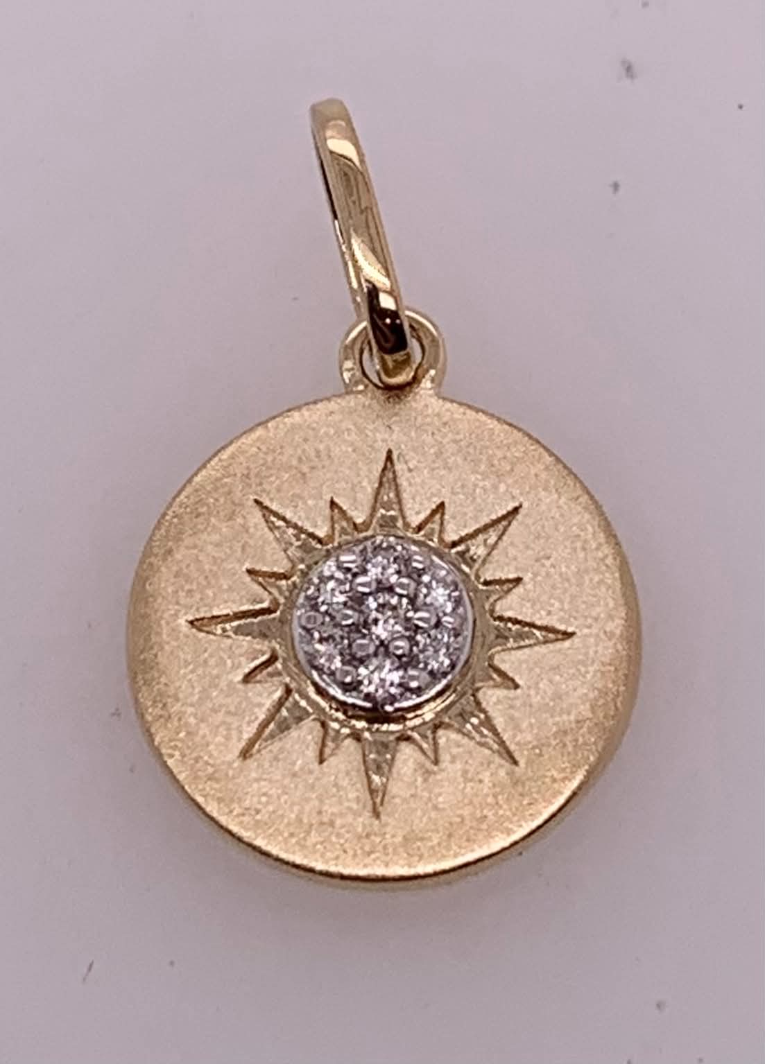 14K Sunburst Diamond Pendant