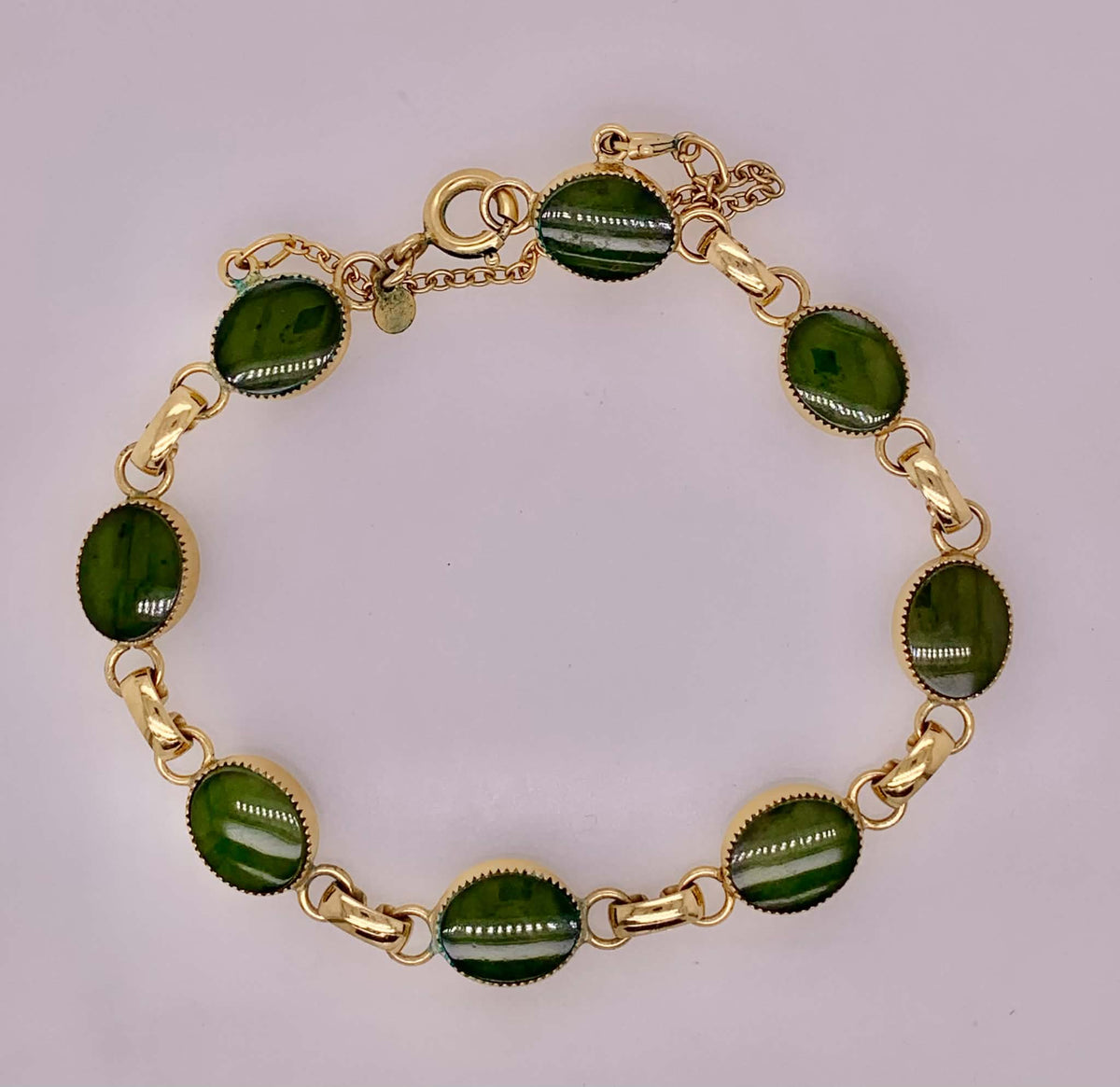 Estate Gold Filled Jade Bracelet