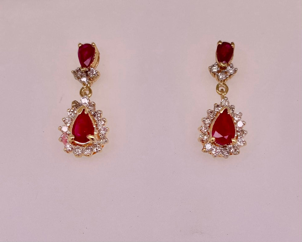 Estate Ruby & Diamond Earrings