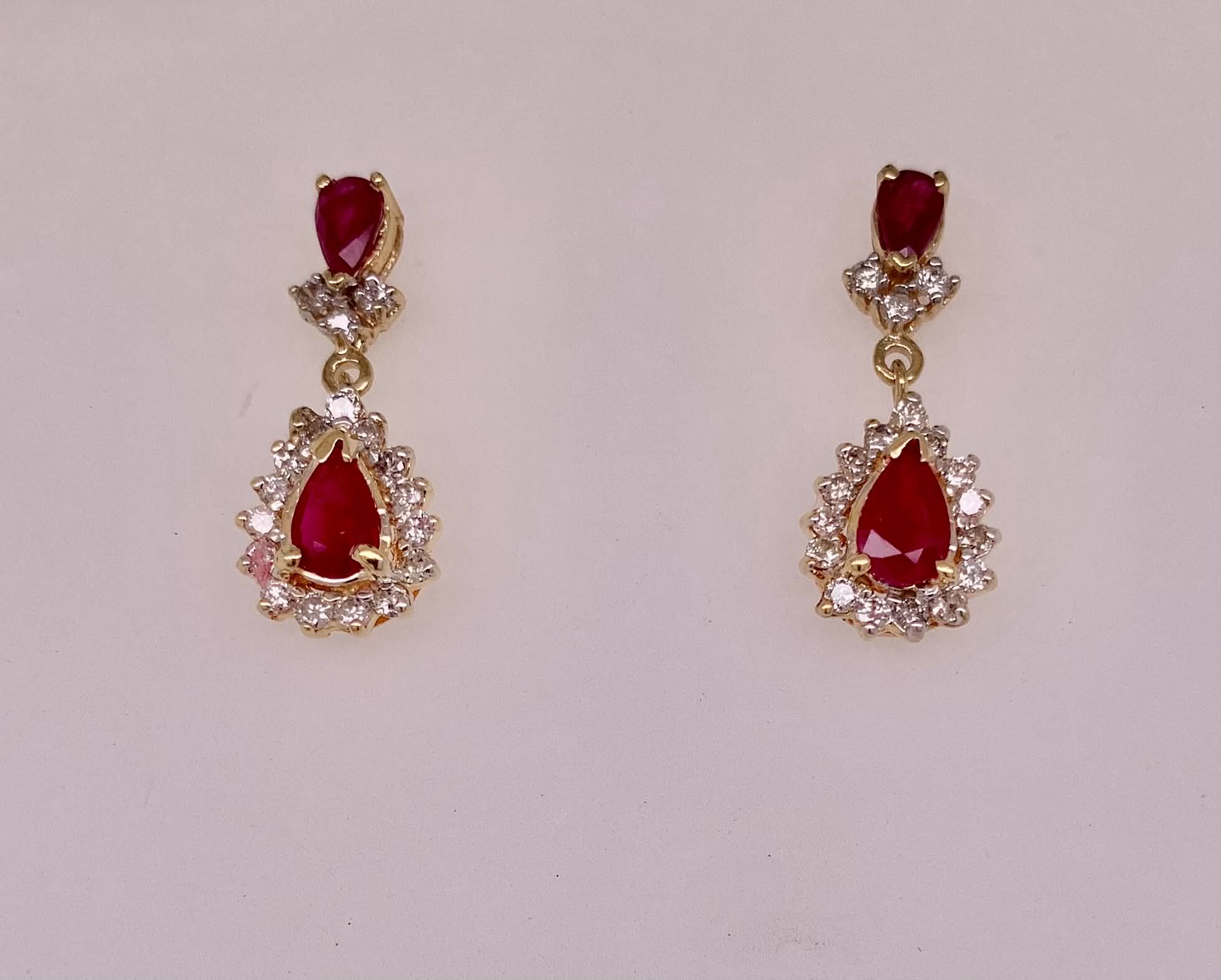 Estate Ruby & Diamond Earrings