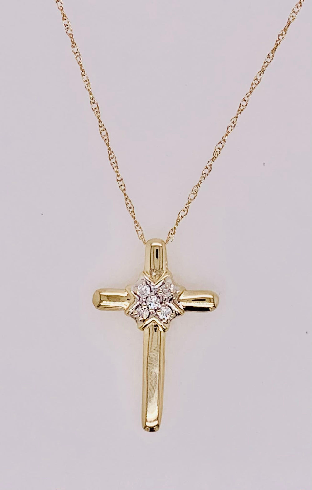 14K Diamond Cross Pendant