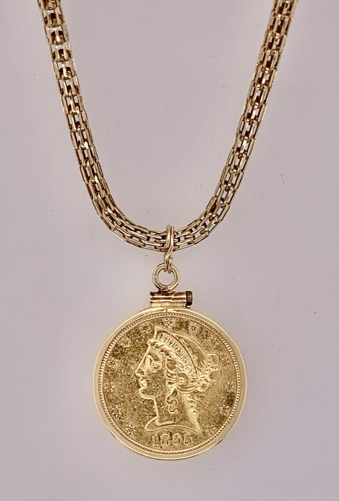 Estate 1895 Gold Coin Pendant