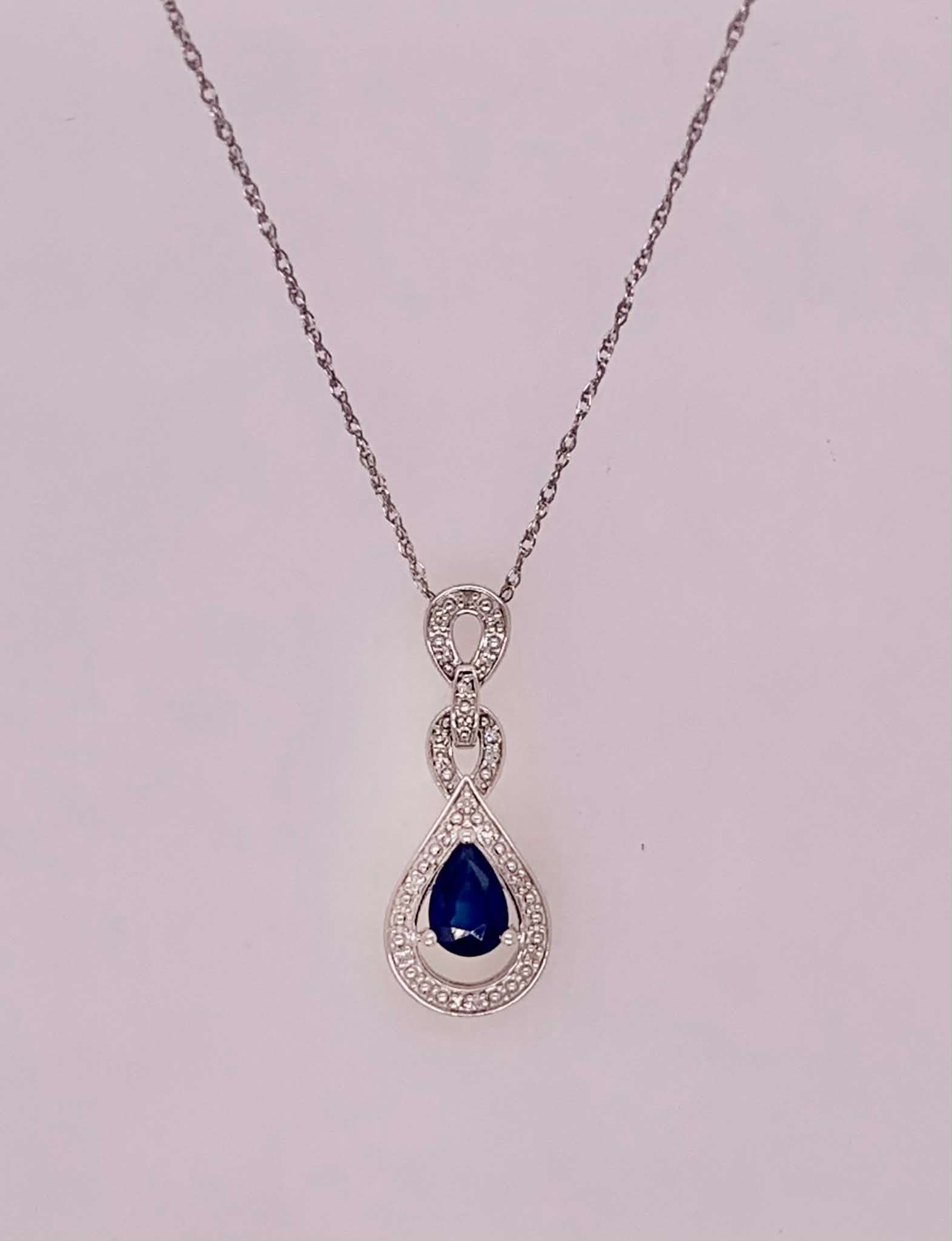 14K Sapphire & Diamond Pendant