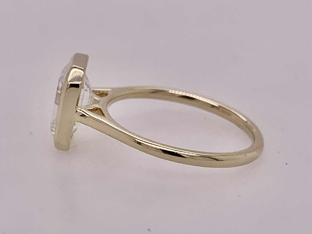 14K Emerald Cut LAB Diamond Solitaire Ring