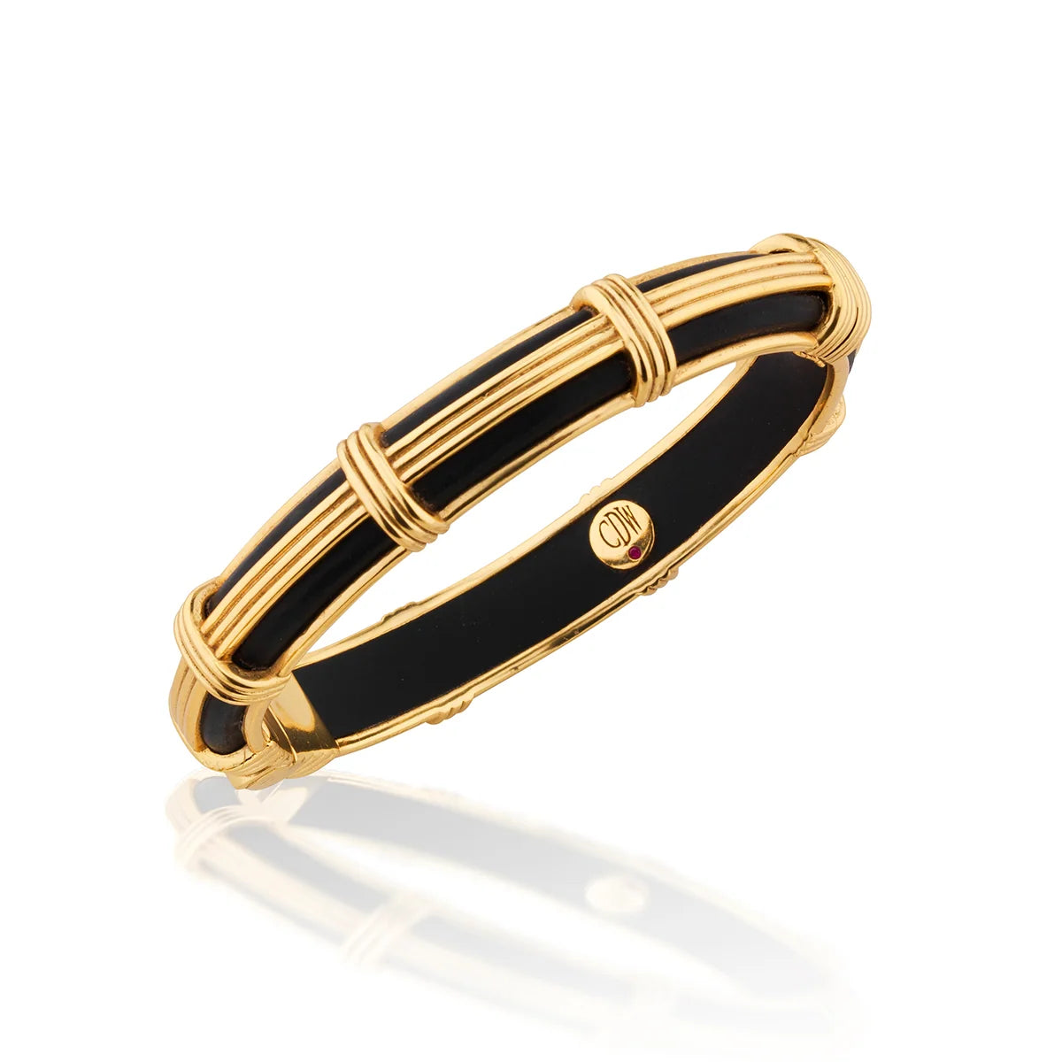 Gaia Petite Ebony Hinged Bangle Bracelet