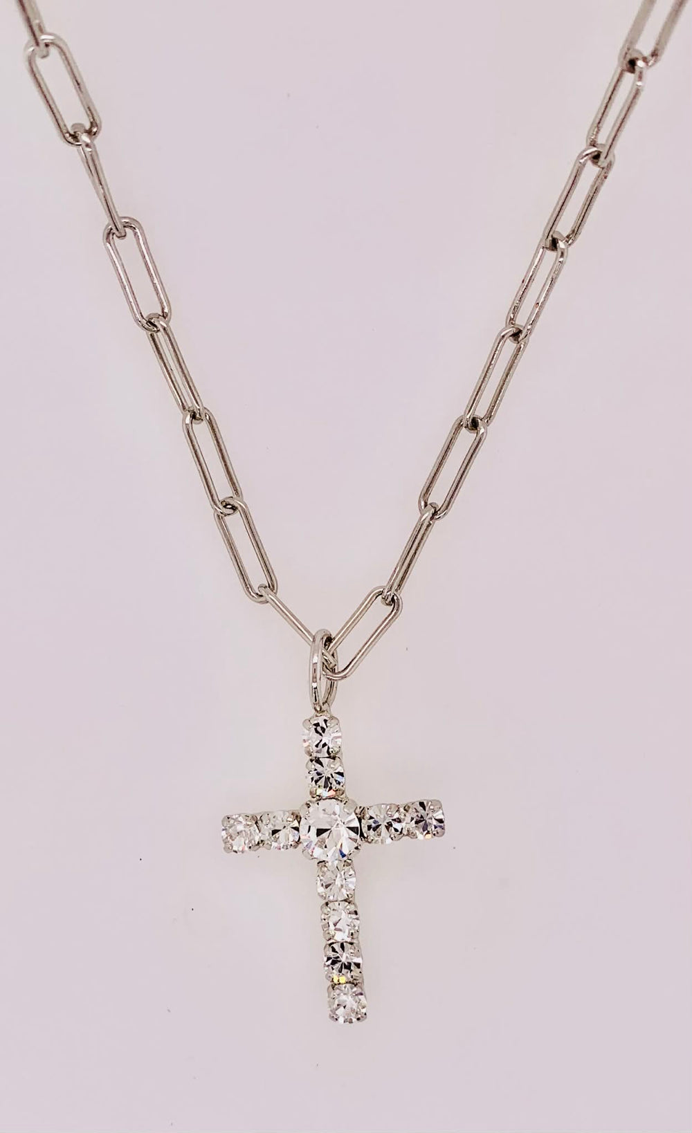 Cross Paperclip Pendant Necklace