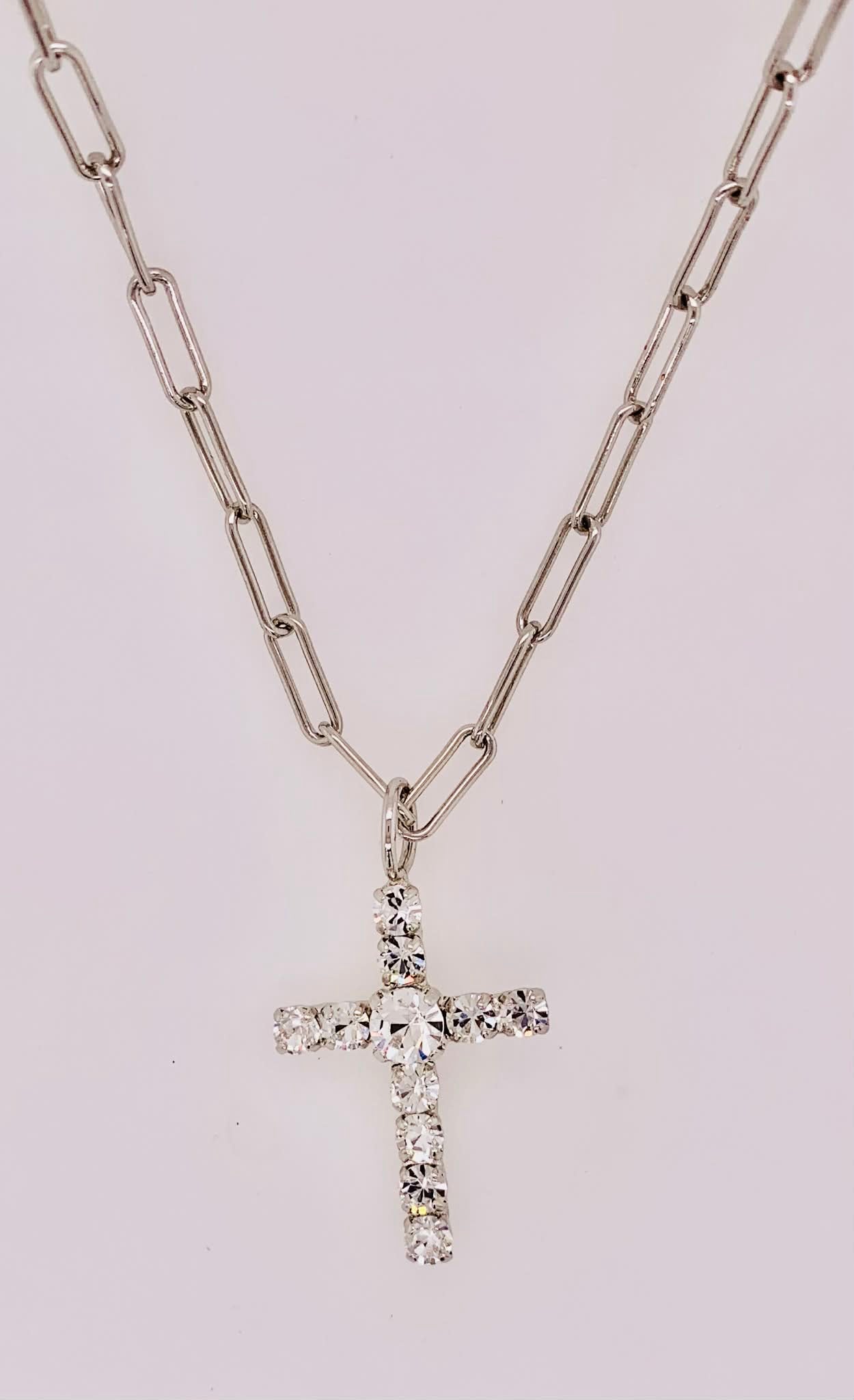 Cross Paperclip Pendant Necklace