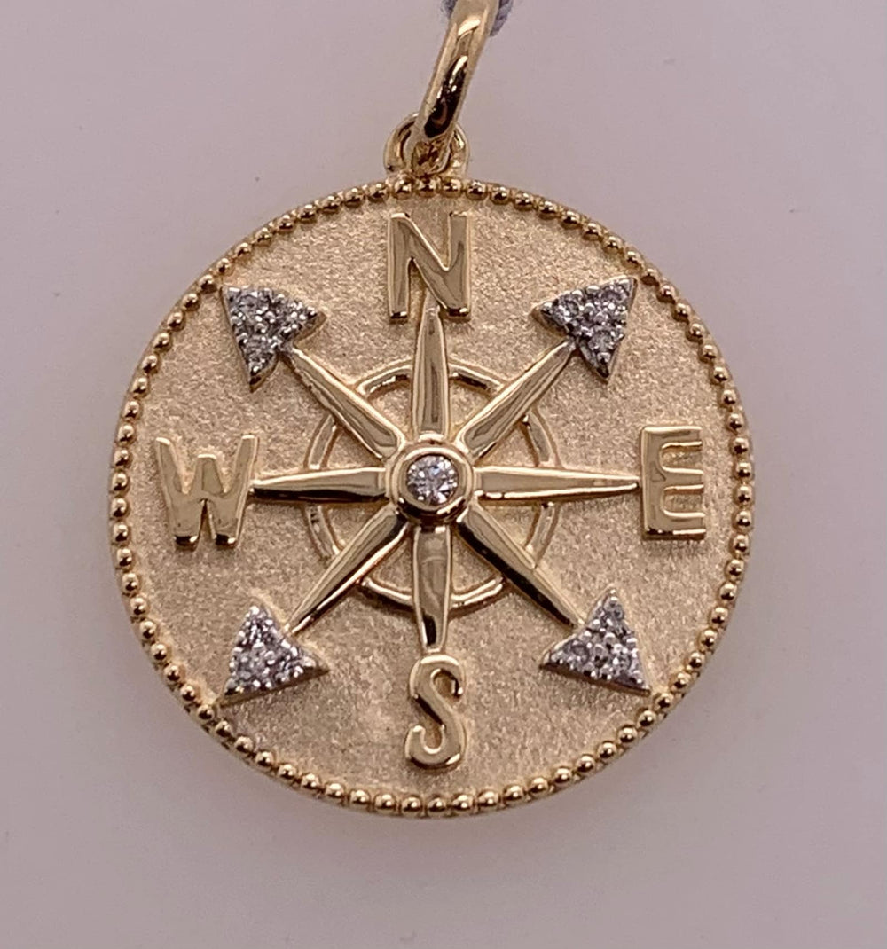 10K Diamond Compass Pendant