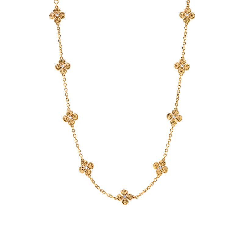 Mother of Pearl Clover Double Sided Necklace