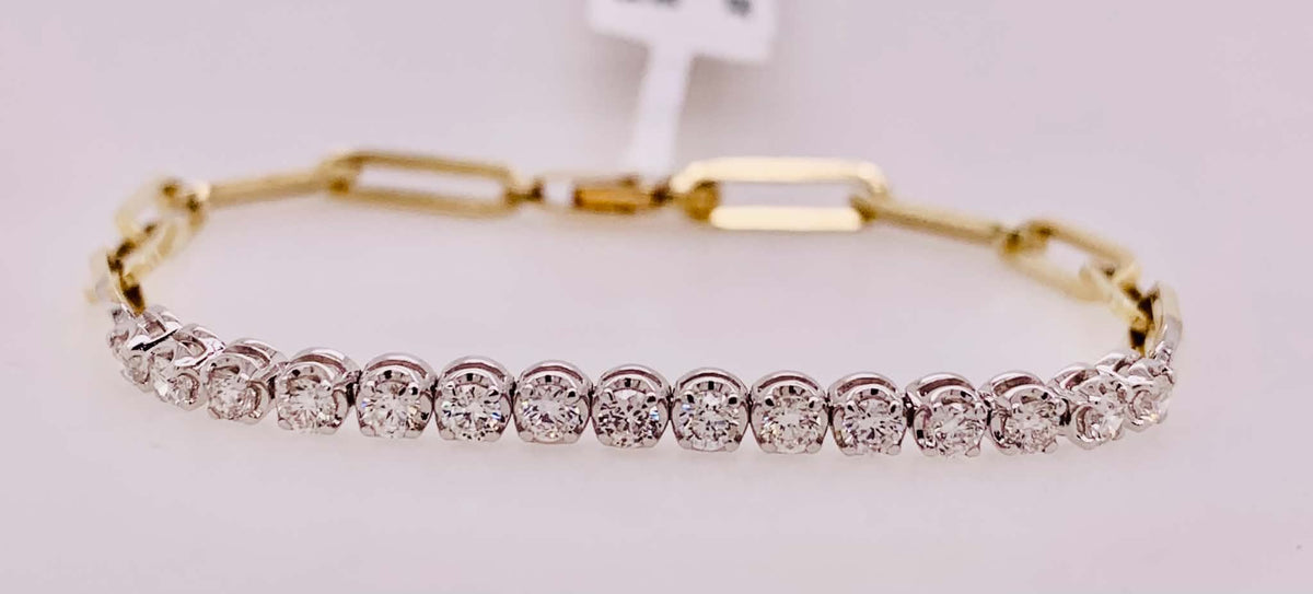 14K Diamond Paper Clip Bracelet