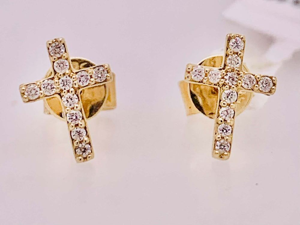 14K Diamond Cross Earrings