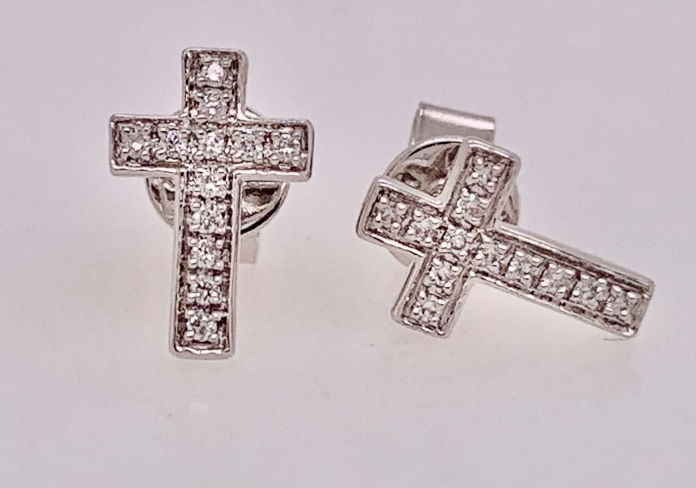 14K Diamond Cross Earrings