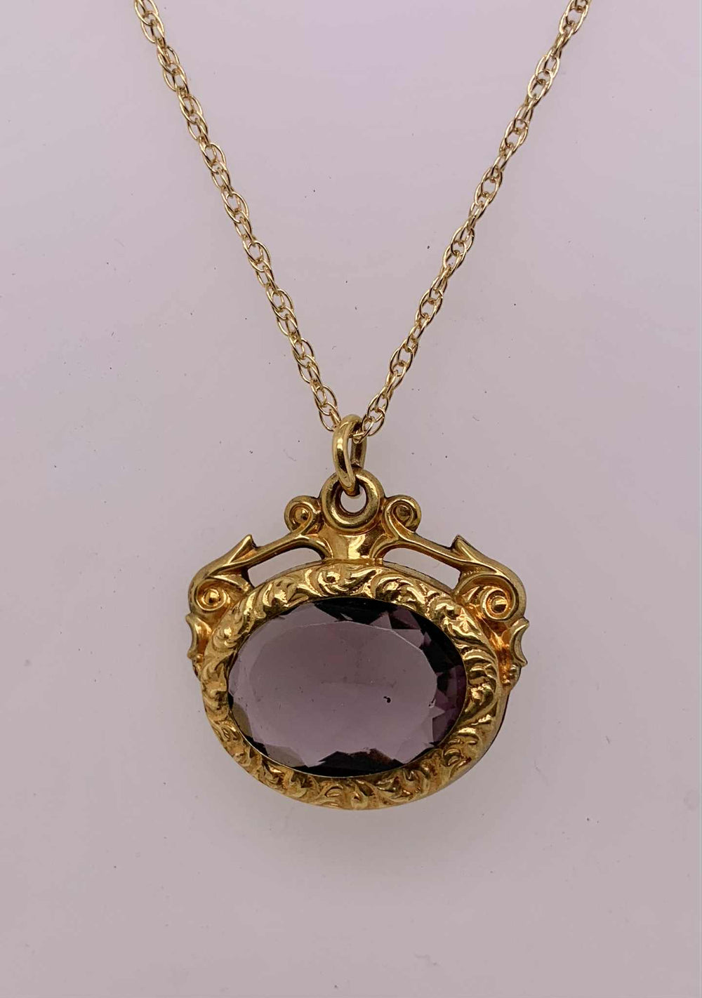 Gold Filled Synthetic Amethyst Pendant