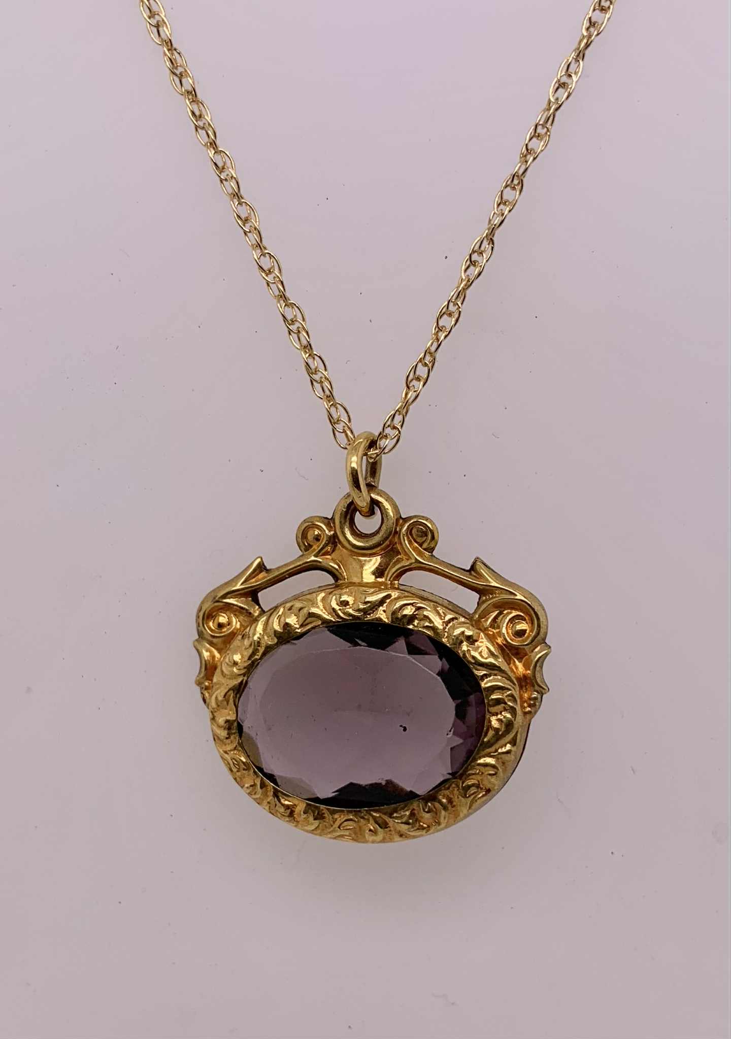 Gold Filled Synthetic Amethyst Pendant