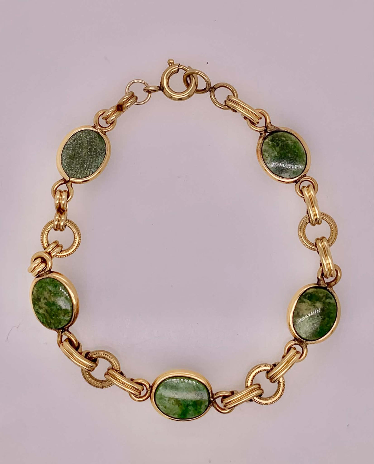 Estate Gold Filled Jade Bracelet