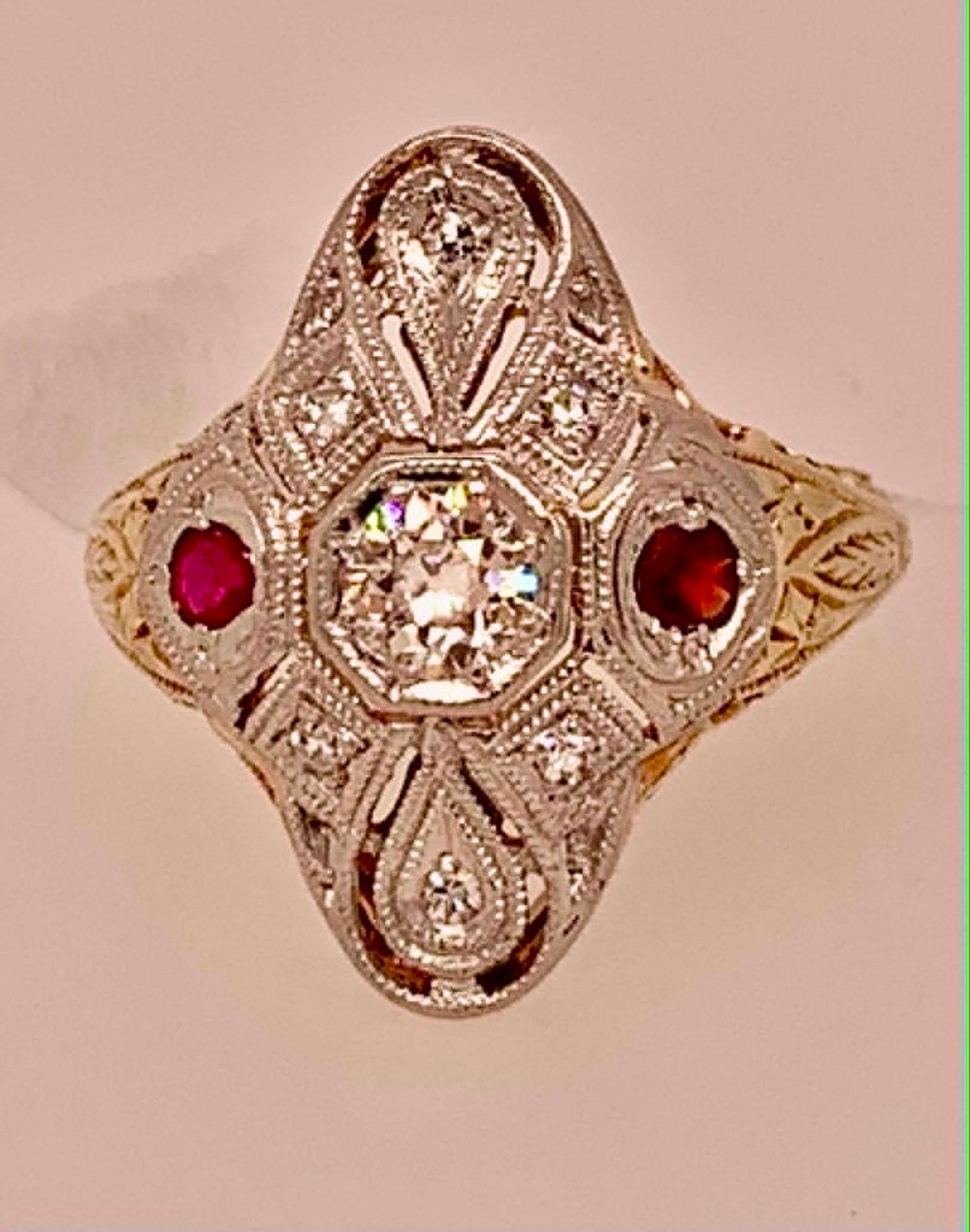 14K Estate Ruby and Diamond Ring