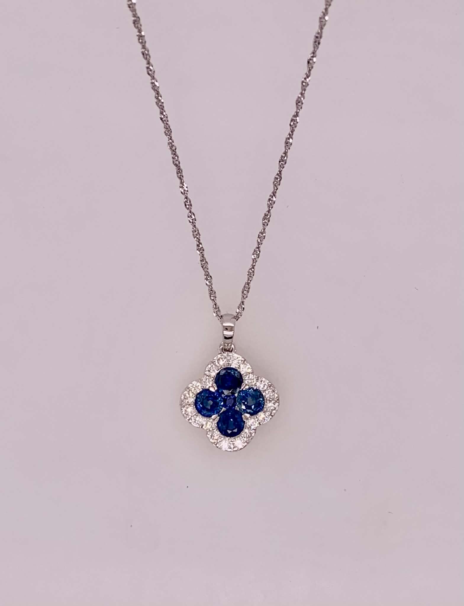 14K Sapphire & Diamond Pendant