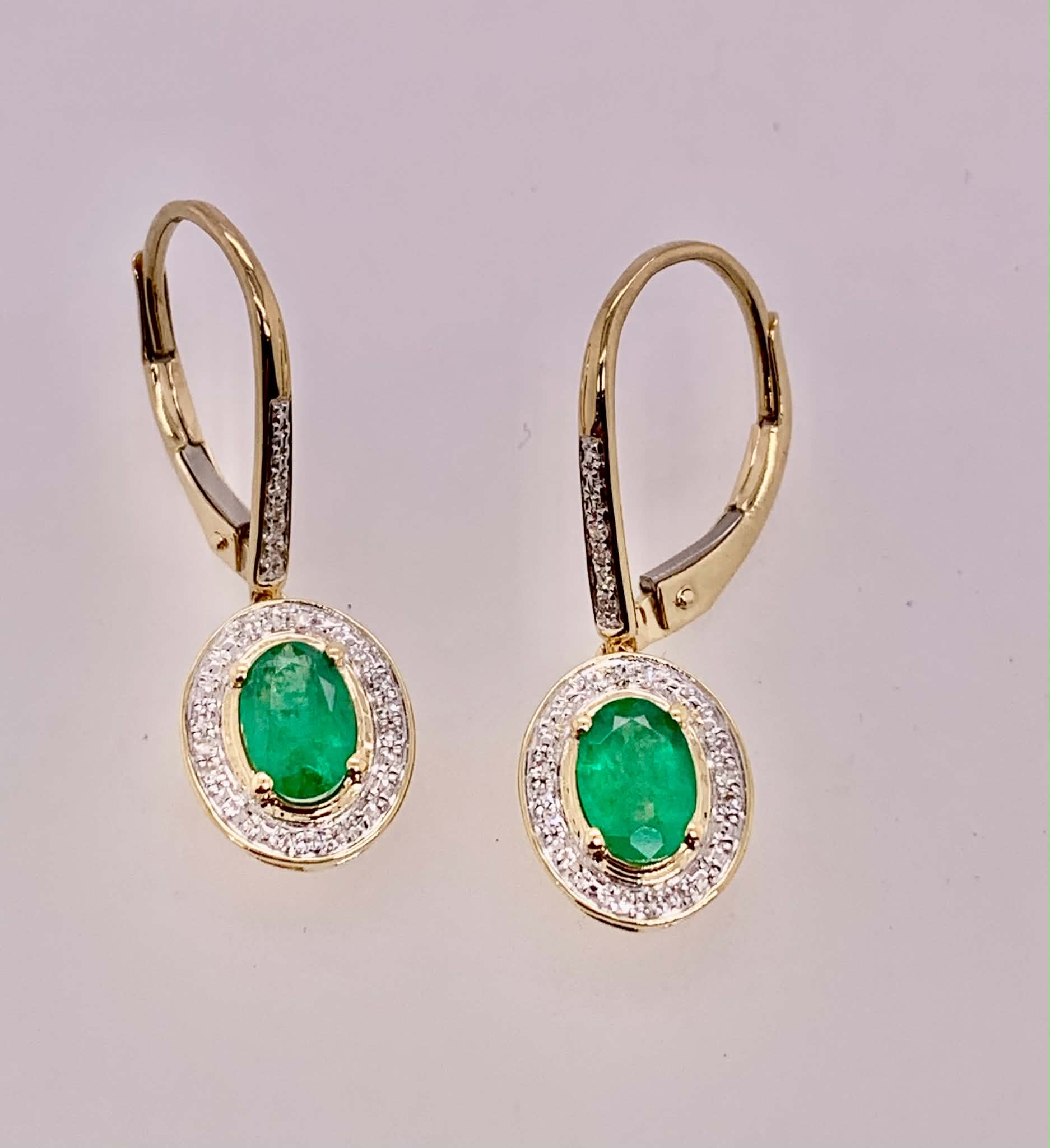 14K Emerald & Diamond Earrings