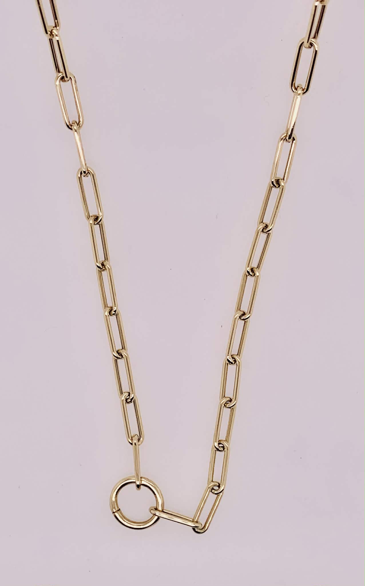 14K Gold Paper Clip Charm Holder Necklace