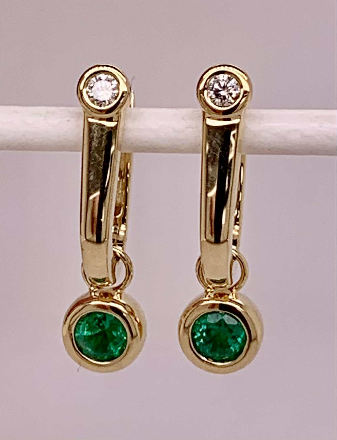 14K Diamond and Emerald Earrings