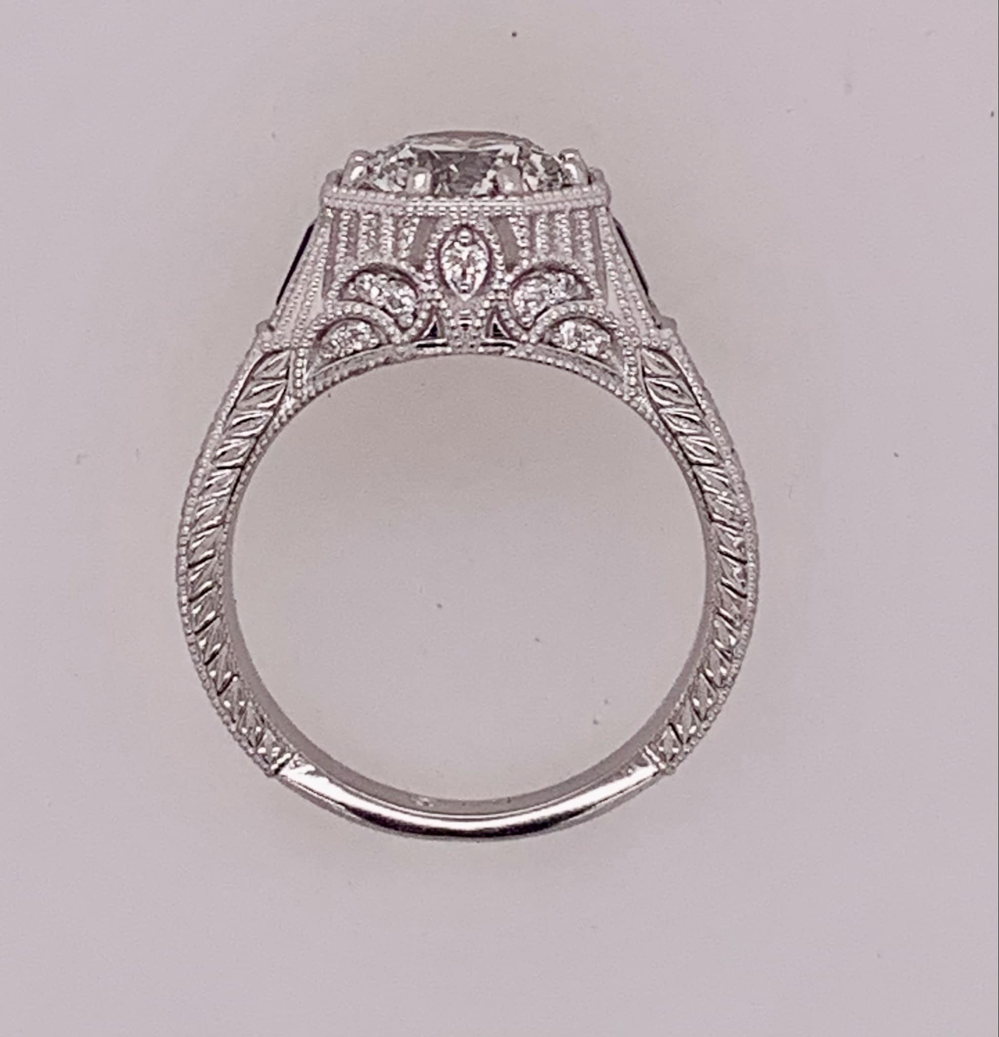 Antique Reproduction Platinum Diamond and Sapphire Ring