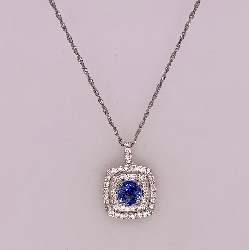 14K Sapphire & Diamond Pendant