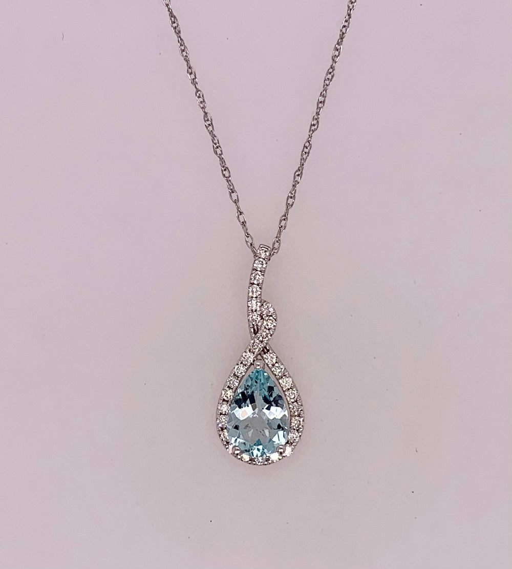 Aquamarine & Diamond Pendant