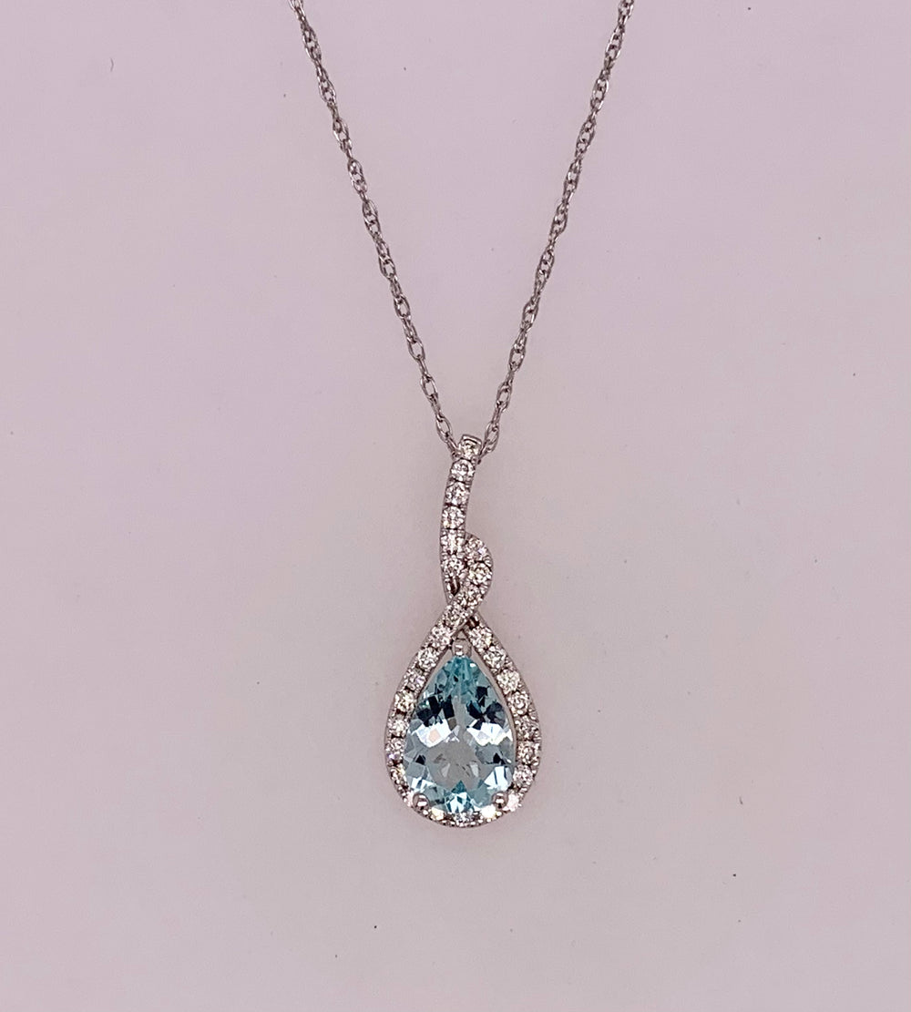 Aquamarine & Diamond Pendant