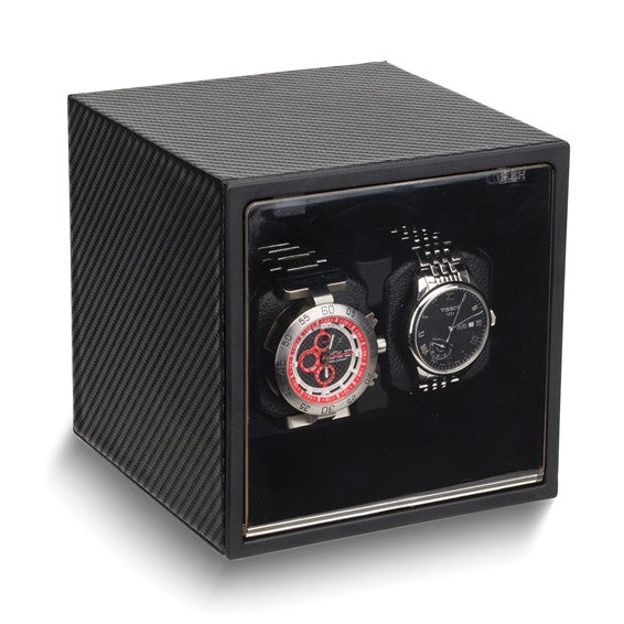 Rotations Carbon Fiber with Acrylic Window Wood Composite Dual Watch Winder (AC or Batteries)