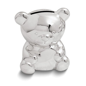 Small Teddy Bear Silver-plated Polished Metal Bank