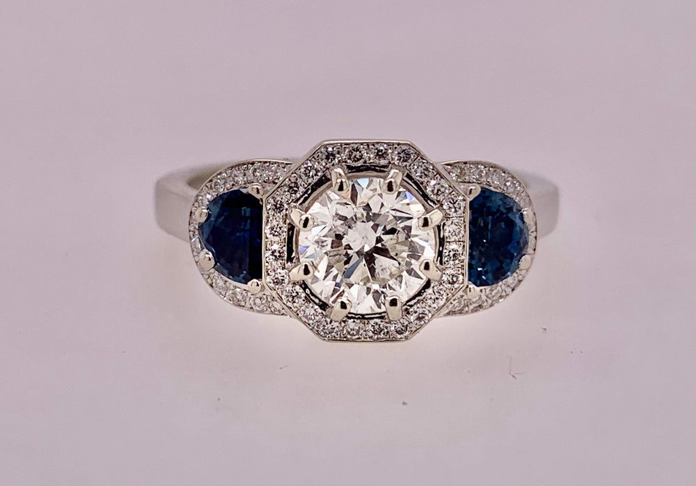 14K Diamond & Sapphire Ring