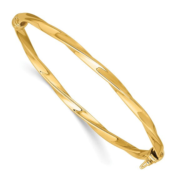 14K Twisted Hinged Bangle Bracelet