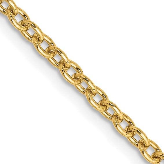14K 22 inch 2.4mm Round Open Link Cable with Lobster Clasp Chain